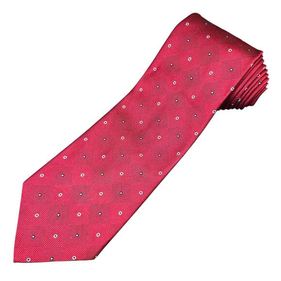 NWT Brooks Brothers 346 Men's Necktie Red‎ Geometric Flower Tie New Silk USA - Picture 1 of 6